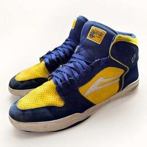 Lakai X Pacifico Shoes Telford High Top Blue/Yellow Suede Skateboard Sneakers 12